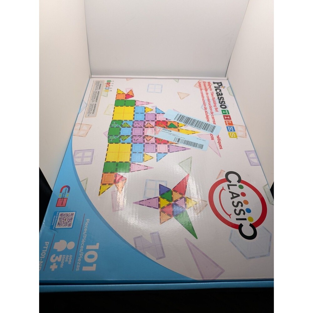 Picasso Tiles 101 Piece Magnetic Tile Classic Series Building Set PT101-NB NEW